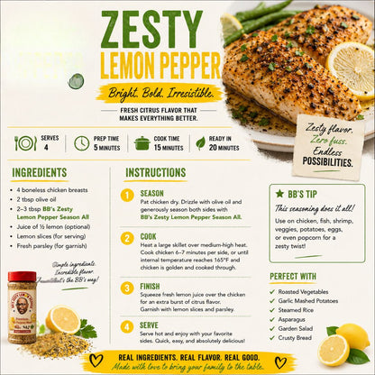 BB’s Zesty Lemon Pepper All Purpose Seasoning Blend